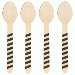 Wooden Spoon - Black Stripes, 10pcs