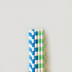 Paper Straw - Pale Blue and Mint Green Stripes, 24pcs