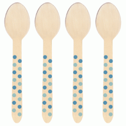 Wooden Spoon - Malibu Blue & Light Blue Dots, 10pcs