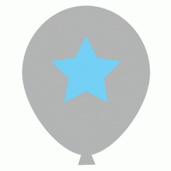  11" Round Latex Blue Star on Silver Deco Balloon (with helium)