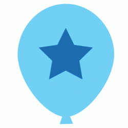  11" Round Latex Blue Star on Light Blue Deco Balloon  (with helium)