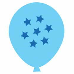  11" Round Latex Blue Stars on Light Blue Deco Balloon (with helium)