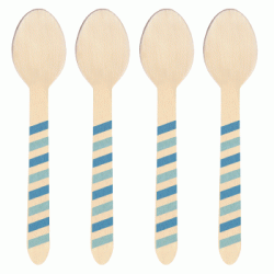 Wooden Spoon - Malibu Blue & Light Blue Stripes, 10pcs