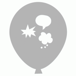  11" Round Latex Dialogue Bubbles on Silver Deco Balloon (with helium)