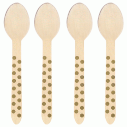 Wooden Spoon - Metallic Gold Dots, 10pcs