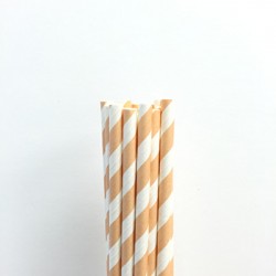 環保紙吸管 - 蜜桃色條紋, 25枝