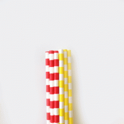Paper Straw - Red and Yellow Stripes, 24pcs