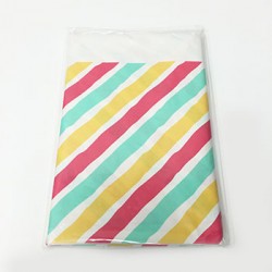 Tablecover - White with Mint, Yellow & Red Stripes, 48" x 72"