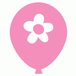  11" Round Latex White Flower on Pink Deco Balloon (with helium)