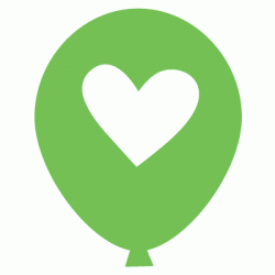  11" Round Latex White Heart on Lime Green Deco Balloon (with helium)