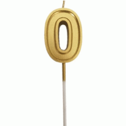Number Candle - Number 0 Gold