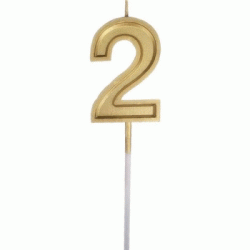 Number Candle - Number 2 Gold
