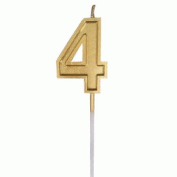 Number Candle - Number 4 Gold
