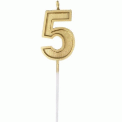 Number Candle - Number 5 Gold
