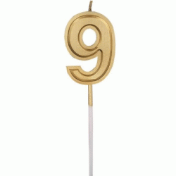 Number Candle - Number 9 Gold