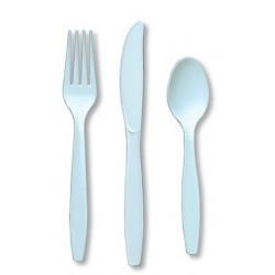 Plastic Cutlery Combo - Pastel Blue, 24pcs