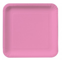 糖果粉紅色 9寸方形紙碟, 18隻
