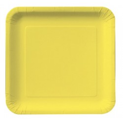 黃色 9寸方形紙碟, 18隻