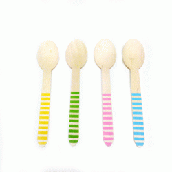 Wooden Spoon - Stripes, 12pcs