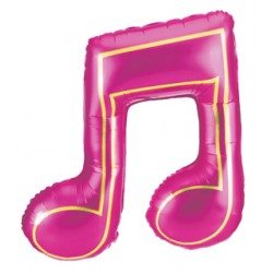 Music Note: Two Quavers in Pink Foil Balloon - 34" W x 31" H
