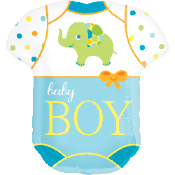 Baby Boy Bodysuit Foil Balloon - 27" W x 30" H