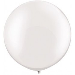30" Round Pearl White Latex Balloon (with helium)
