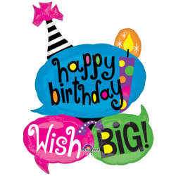 Wish Big Birthday Foil Balloon -  32"W x 42"H