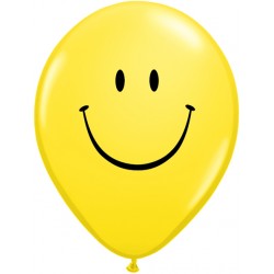 11" Round Smile Face Yellow Latex Balloon (with helium)