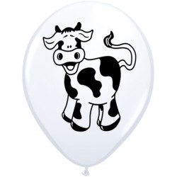 11" Round Farm Animal - Cattle Latex Balloon (with helium)