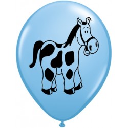 11" Round Farm Animal - Horse Latex Balloon (with helium)
