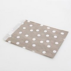 Paper Treat Bag in White Polks Dots - Grey, 25 pcs