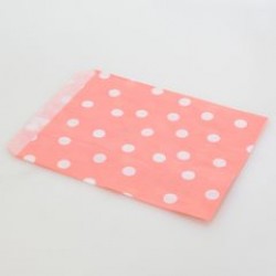 白點包裝紙袋 - 粉紅色, 25個
