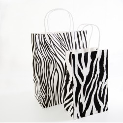 Paper Gift Bag - Zebra pattern, 10 pcs