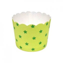 Paper Treat Cup in Lime with Green Stars, 25 pcs