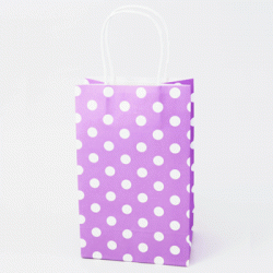 Paper Gift Bag - White Polka Dots on Spring Lilac, 10pcs 