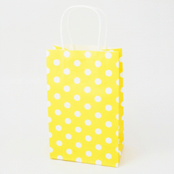 Paper Gift Bag - White Polka Dots on Yellow, 10pcs 