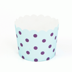 Paper Treat Cup in Violet Polka Dots - Pale Blue, 25 pcs