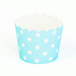Paper Treat Cup in White Polka Dots - Light Blue, 25 pcs