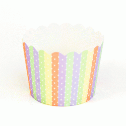 Paper Treat Cup in White Polka Dots - Rainbow Stripes, 25 pcs