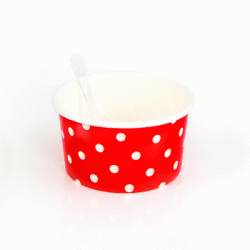 Ice-cream/Candy Paper Cup in White Polka Dots – Red, 8 pcs 