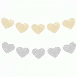 Garland - Gold & Silver Glitter Heart Reversible 