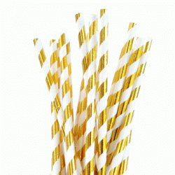 Gold Foiled Striped Paper Straw, 25pcs