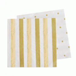 Gold Stripes & Spots Napkin, 20pcs