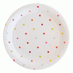 Rainbow Stars 9" Paper Plate, 10pcs