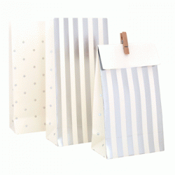 Silver Stripes & Spots Paper Treat Bag, 10pcs