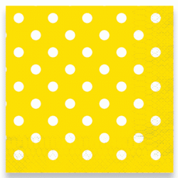 白色圓點黃色餐巾 25x25厘米,12張