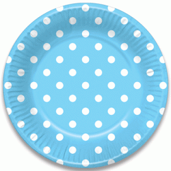 Dots Light Blue 7" Plate, 6pcs