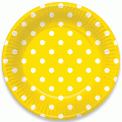 Dots Yellow 7" Plate, 6pcs
