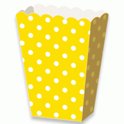 Dots Yellow Popcorn Box, 6pcs